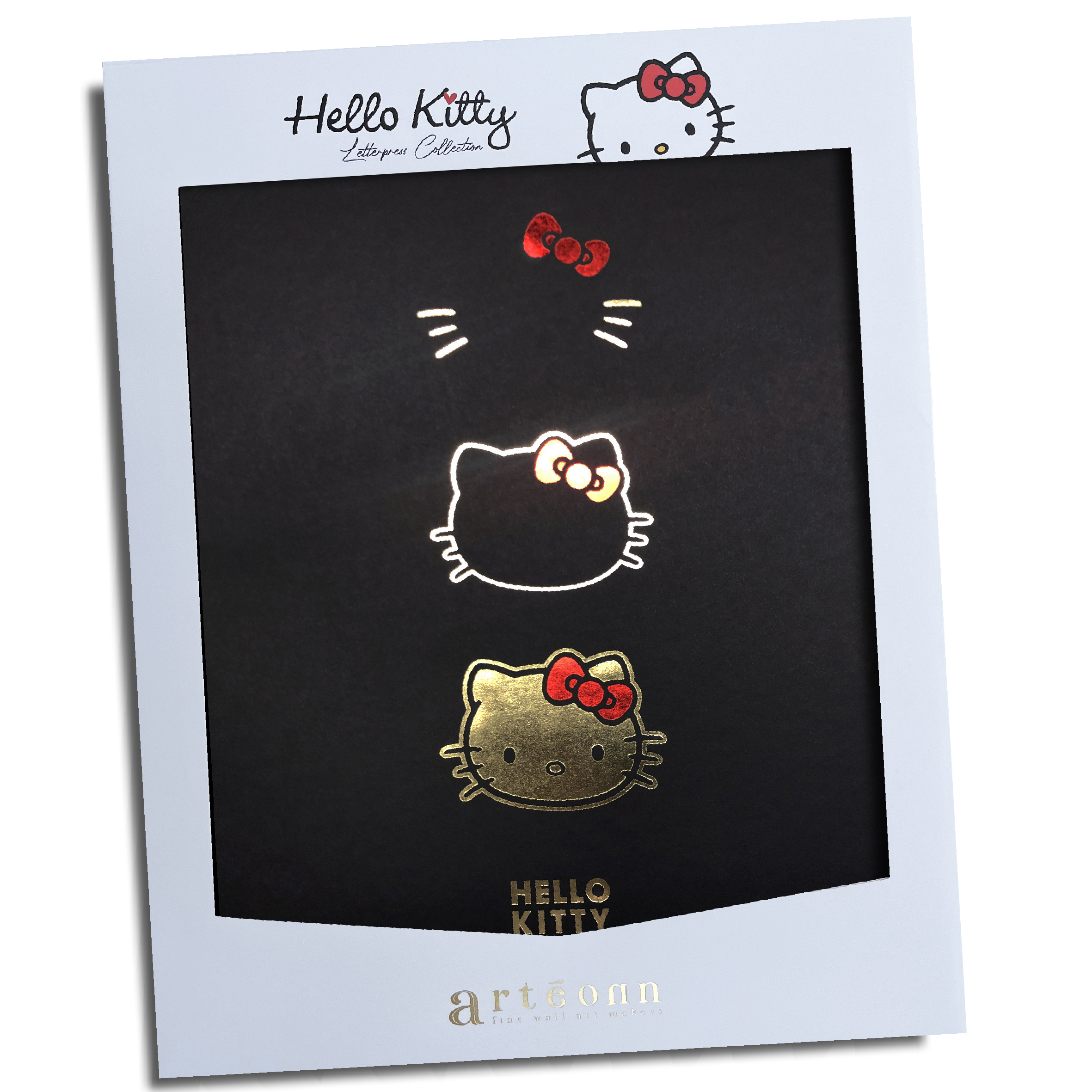 Hello Kitty Artprint Arteonn 3HK Or Rouge Letterpress 30X40cm