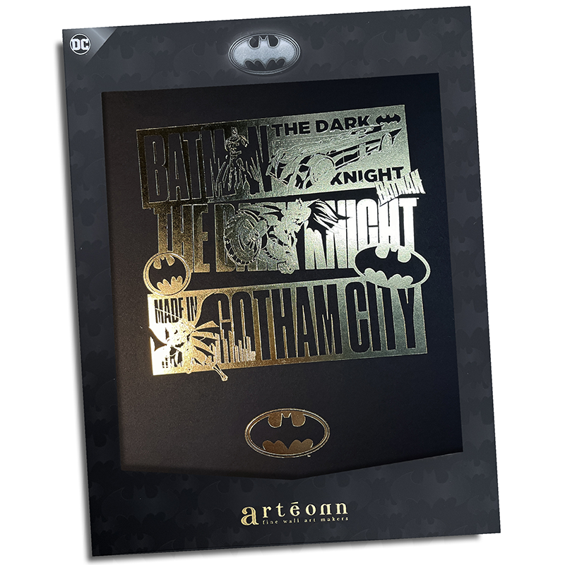 DC Artprint Arteonn Batman Gotham City Or Letterpress 30X40cm