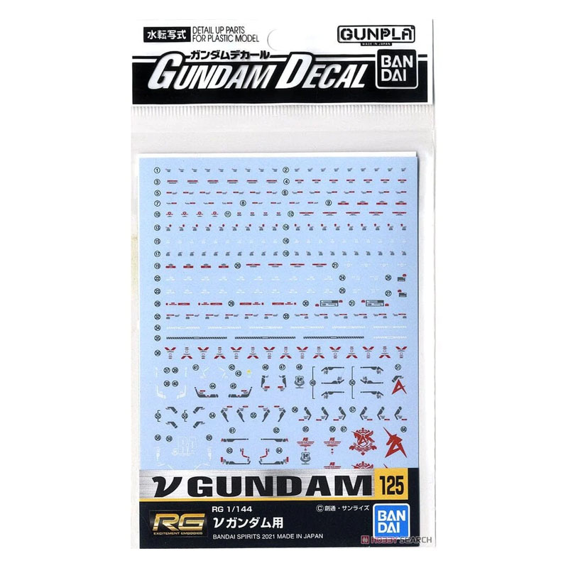 ID9 - Gundam Gunpla Decal RG 1/144 125 Nu Gunda