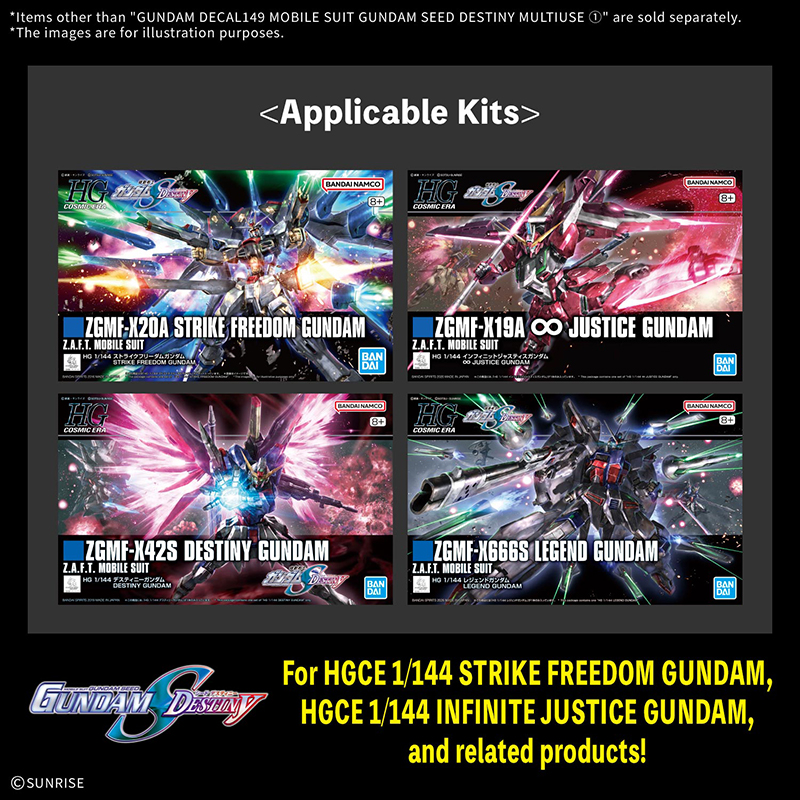 Gundam Gunpla Decal 149 Mobile Suit Gundam Seed Destiny Multiuse 