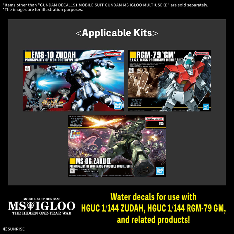 Gundam Gunpla Decal 151 Mobile Suit Gundam Ms Igloo Multiuse 