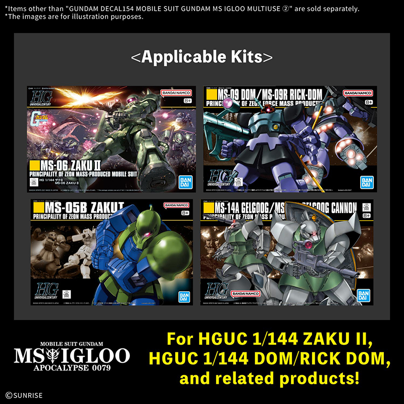 Gundam Gunpla Decal 154 Mobile Suit Gundam Ms Igloo Multiuse 