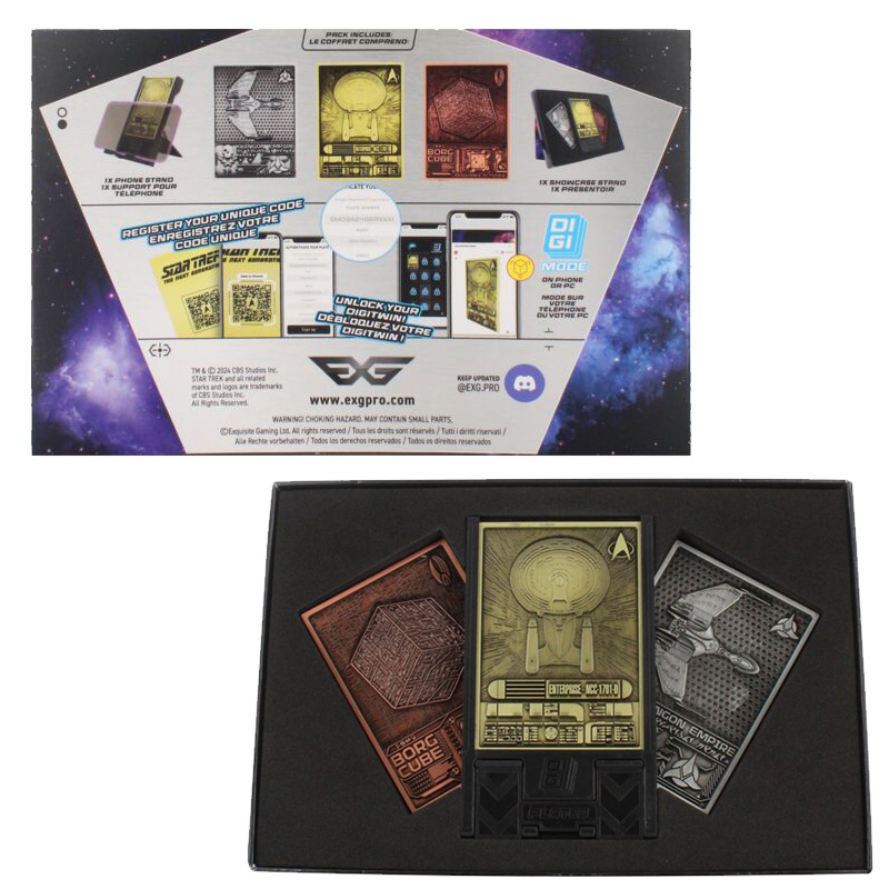 Star Trek Digiplate Starter Pack 3 Cartes Metal + Stand