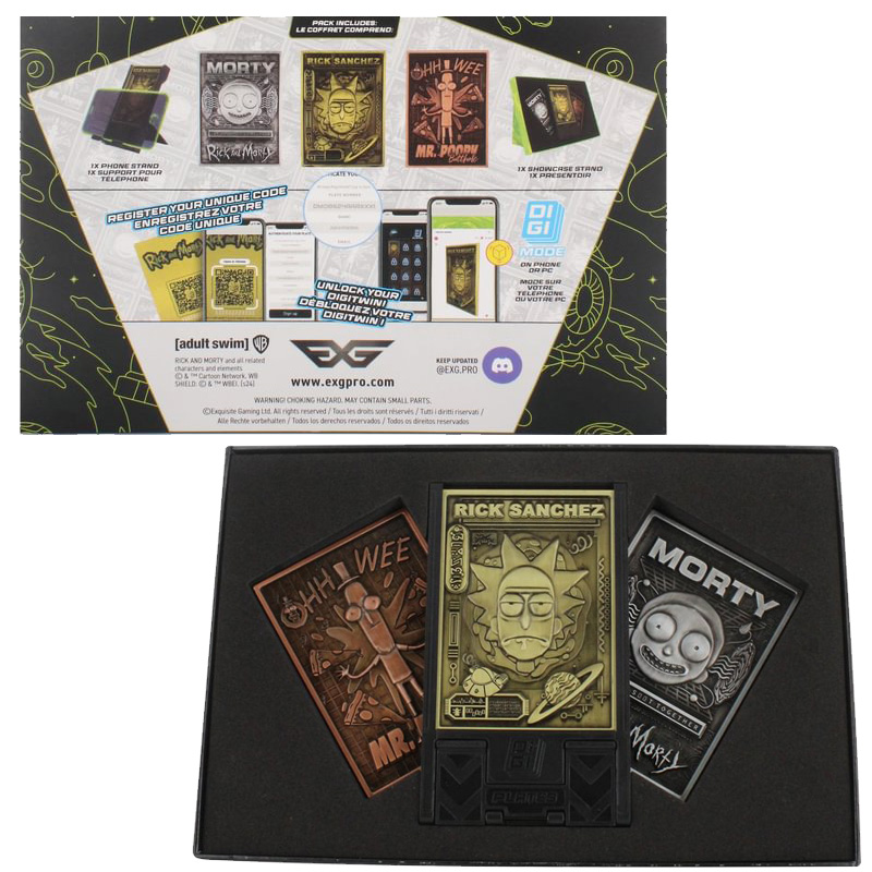 Rick & Morty Digiplate Starter Pack 3 Cartes Metal + Stand