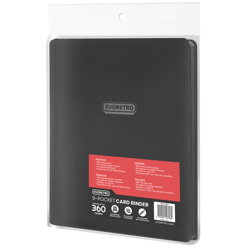 Evoretro Portefolio 20 Pages 9 Cartes Zipper Noir 360 Cartes