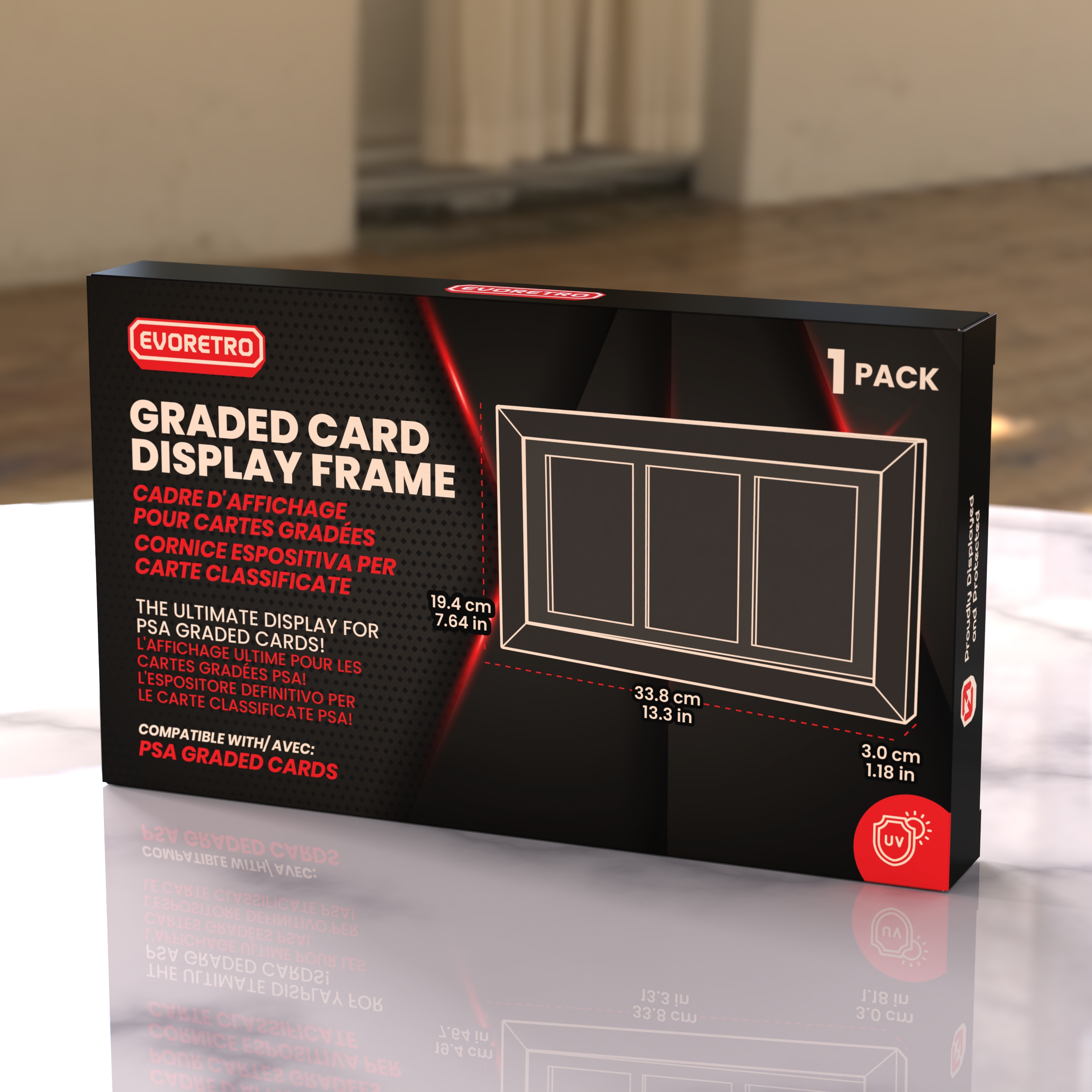 Evoretro Cadre Bois Pour 3 Cartes Gradees PSA