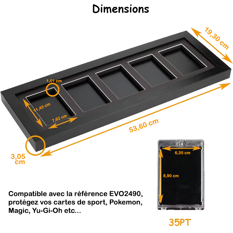 Evoretro Display Cadre En Bois Magnetique Pour 5 Cartes Standard
