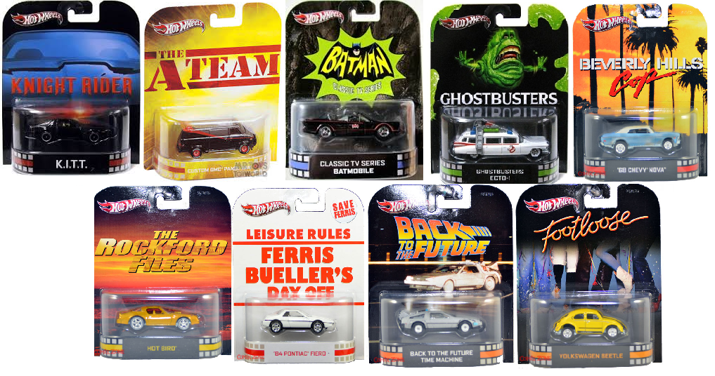 Hot Wheels Retro Die cast Cinema et TV Vehicle x16
