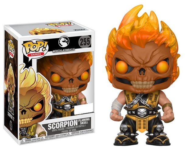 Mortal Kombat Pop Scorpion Flaming Skull Head Exclu