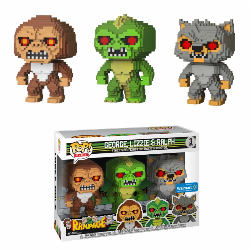 Rampage Pop 3-Pack 8-Bit George Lizzie Ralph Exclu