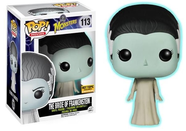 Classic Monsters Pop Bride of Frankenstein Glow in the Dark figurine 9cm Funko Exclu
