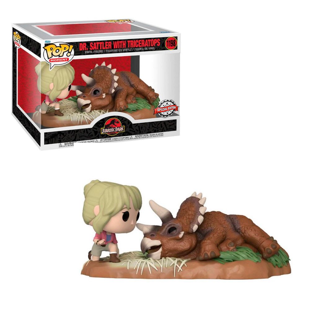 Jurassic Park Pop Movie Moment Dr Sattler & Triceratops Exclu