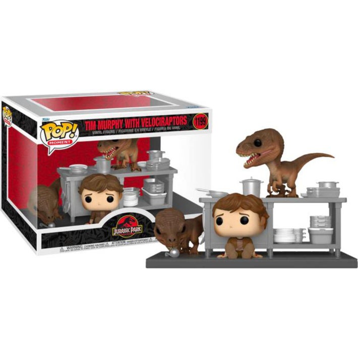 Jurassic Park Pop Movie Moment Tim & Velociraptors Exclu