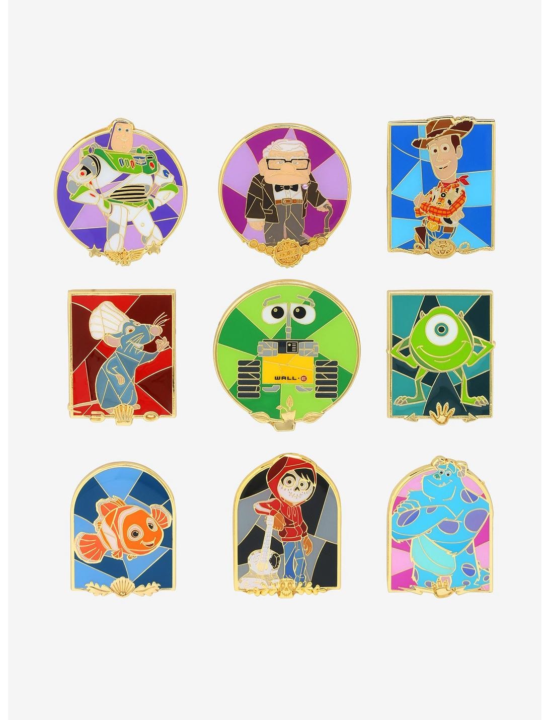 Disney Enamel Pins Blind Box Pixar Character Stain Glass Asst 18Pcs