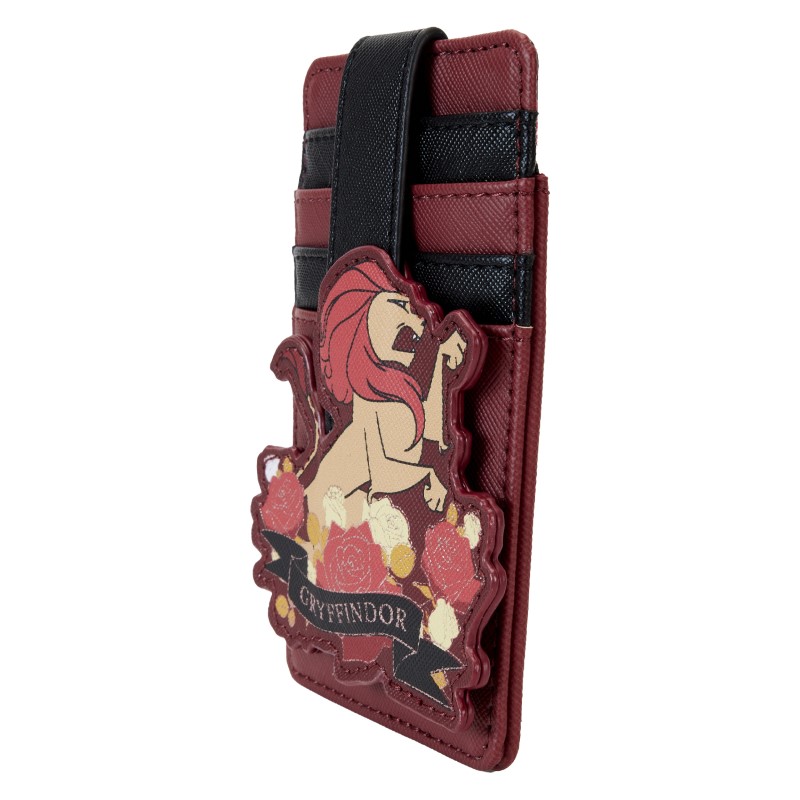 Loungefly Harry Potter Gryffindor House Tattoo Card Holder - Vegan Leather, Applique Lion Design, ID Window, 4 Card Slots