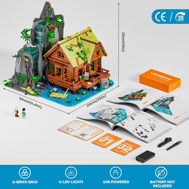 Lumibricks Retro House 10010 Waterfall Cabin