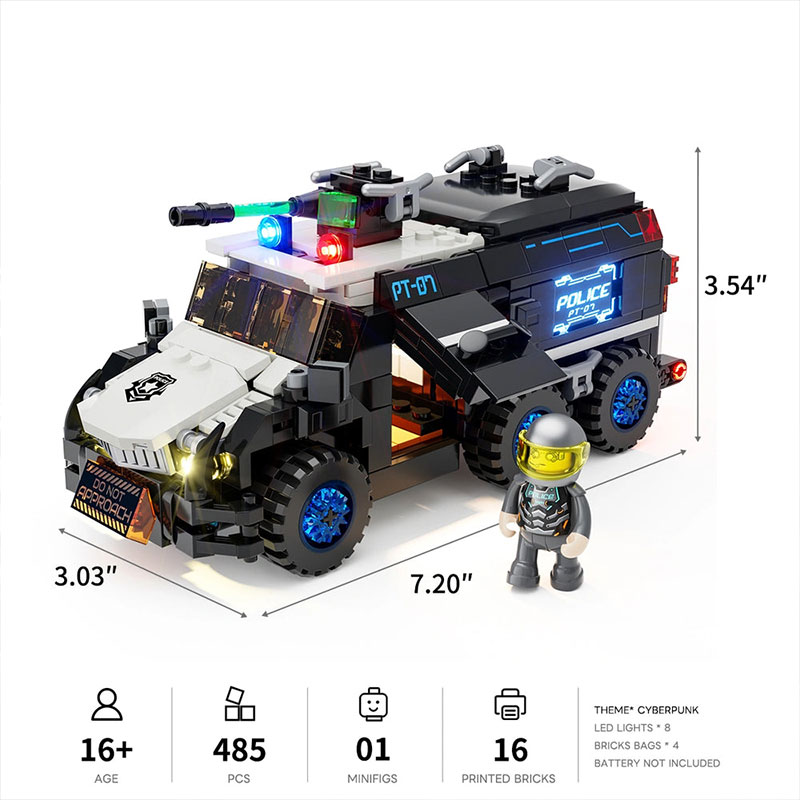 Lumibricks Cyberpunk Neoncity 17008 Police Urban Convoy