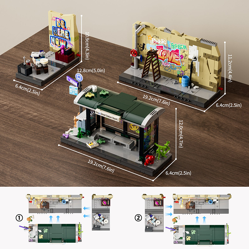 Lumibricks Street Fusion 19004 Graffiti Bus Stop