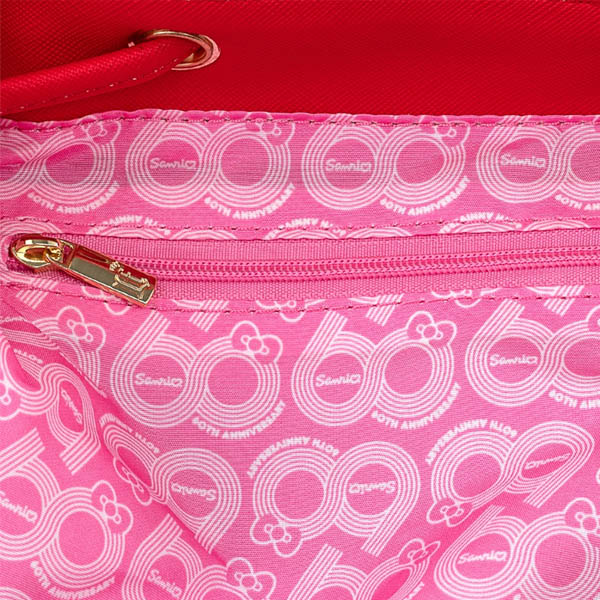 Hello Kitty Loungefly Mini Sac A Dos Sanrio 60Th Anniv Pink Wave & Gold Bow