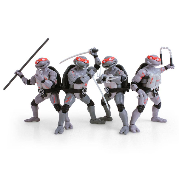 TMNT Tortues Ninja Pack 4 BST AXN Battle Damaged 13cm