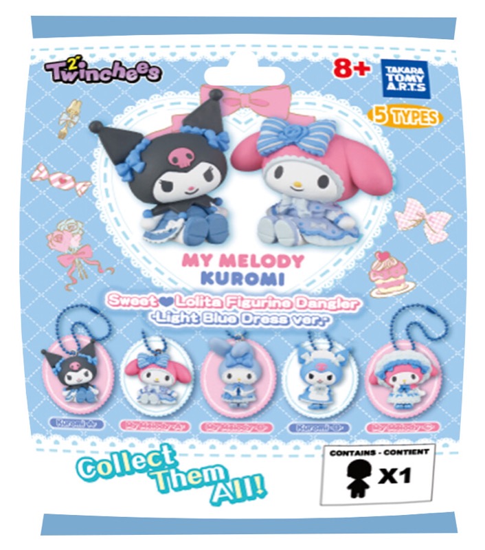 Twinchees My Melody & Kuromi Sweet Lolita Fig. Danglers W6 Asst 24pcs