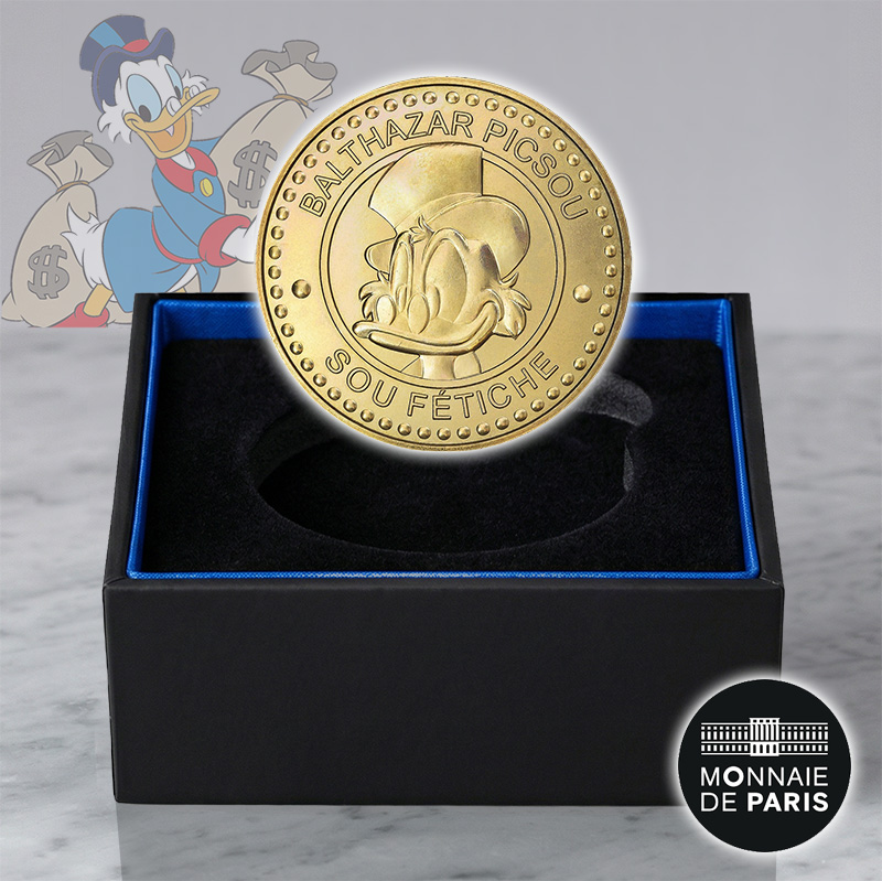 Disney Monnaie De Paris Sou Fetiche Picsou Doré à l'or fin 1953Ex