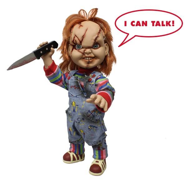 Chucky Vinyl Figure 38cm sonore Bag Guy Scar