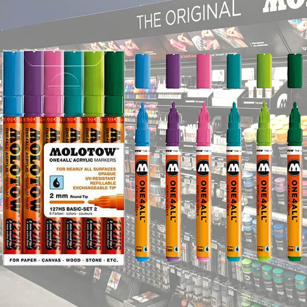 Molotow Acrylic Marker One4All 2mm Wallet Basic Set 2 6 Pcs