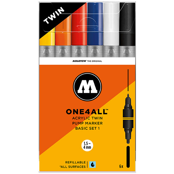 Molotow Acrylic Marker One4All Twin #01 Pochette de 6pcs