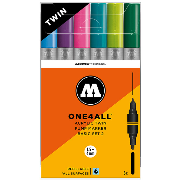 Molotow Acrylic Marker One4All Twin #02 Pochette de 6pcs