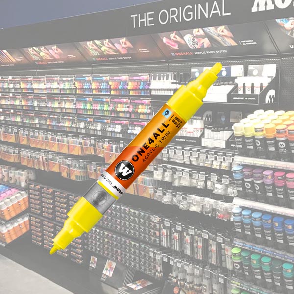 Molotow Acrylic Marker One4All Twin 1,5/4mm 220 Neon Yellow / Jaune Fluorescent