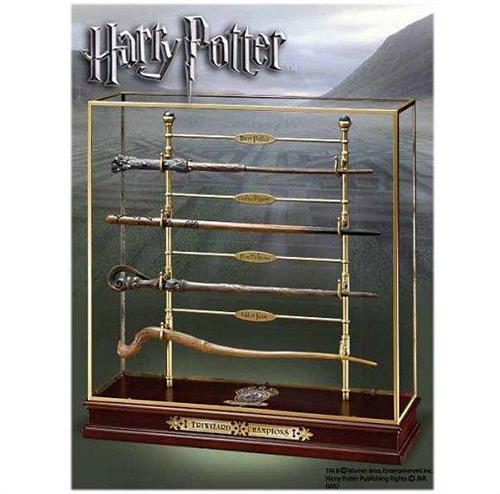 Harry Potter Tournoi des 3 Sorciers set de 4 Baguettes Magiques avec Vitrine