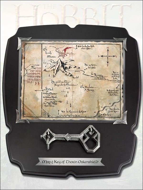 The Hobbit Réplique clé d'Erebor avec Carte des Nains