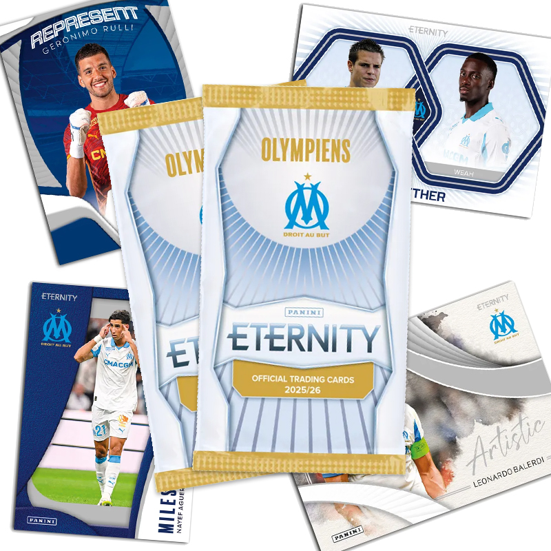OM 2025 Eternity Trading Cards Panini Premium 10 Pochettes 10 Cartes