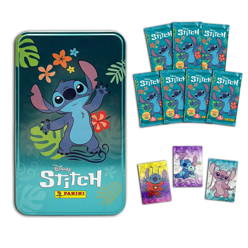 Disney Stitch Tc Panini Boite Metal 7 Poch 6 Cartes + 3 El