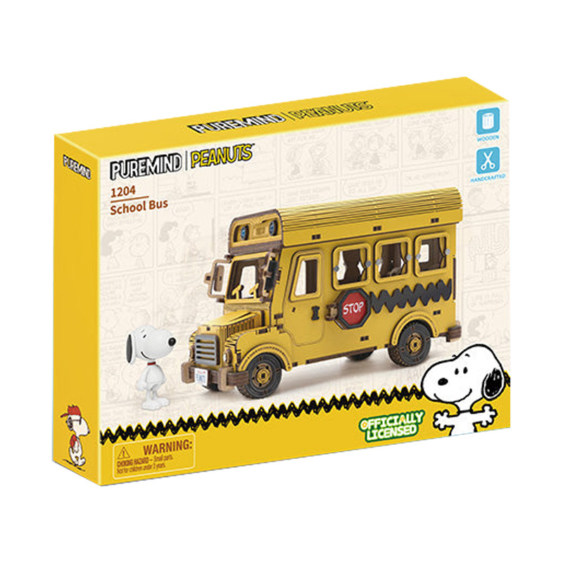 Snoopy Puremind Wooden Kit Snoopy School Bus