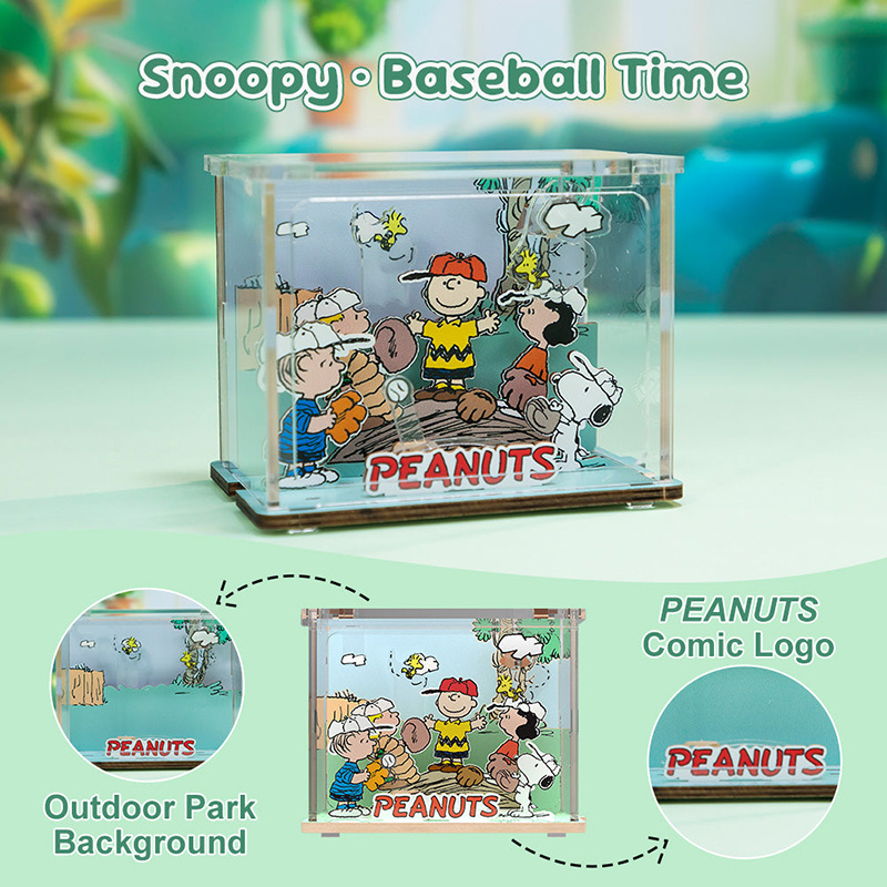 Snoopy Puremind DIY Mini Scene Snoopy Baseball Time