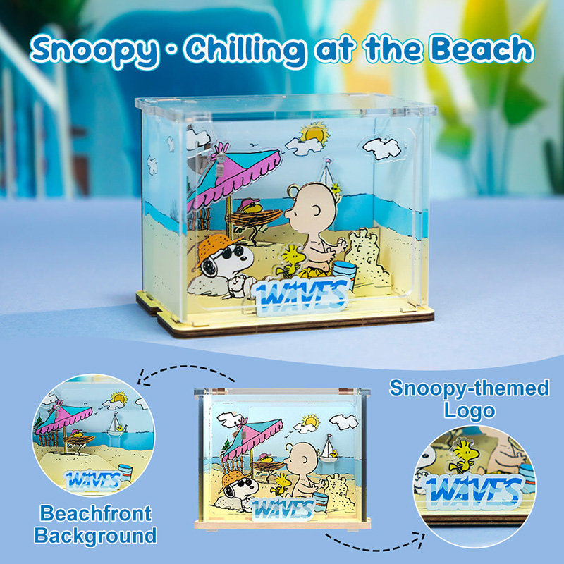 Snoopy Puremind DIY Mini Scene Snoopy Chilling At The Beach