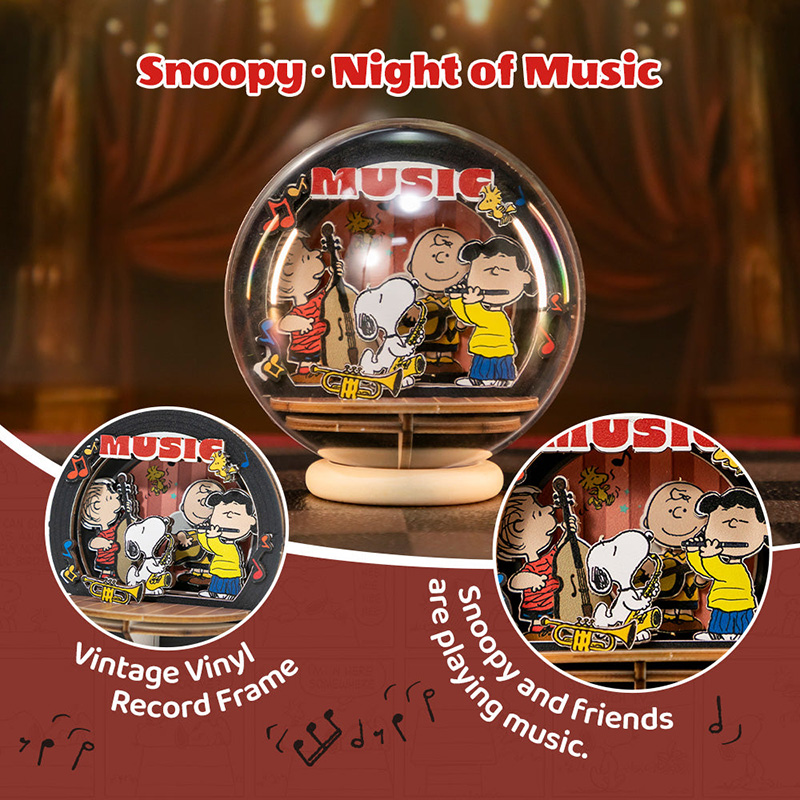 Snoopy Puremind Globe Wooden Theater Snoopy Night Of Music