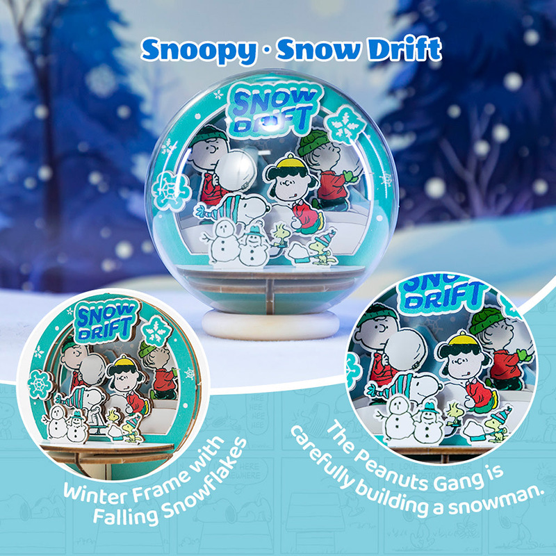 Snoopy Puremind Globe Wooden Theater Snoopy Snow Drift