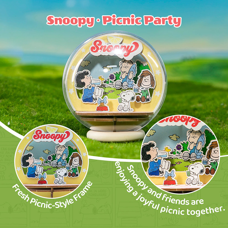 Snoopy Puremind Globe Wooden Theater Snoopy Picnic Party