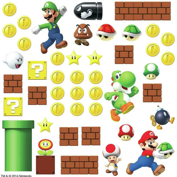 Nintendo Stickers Muraux Moyens Super Mario Build A Scene 13X20cm