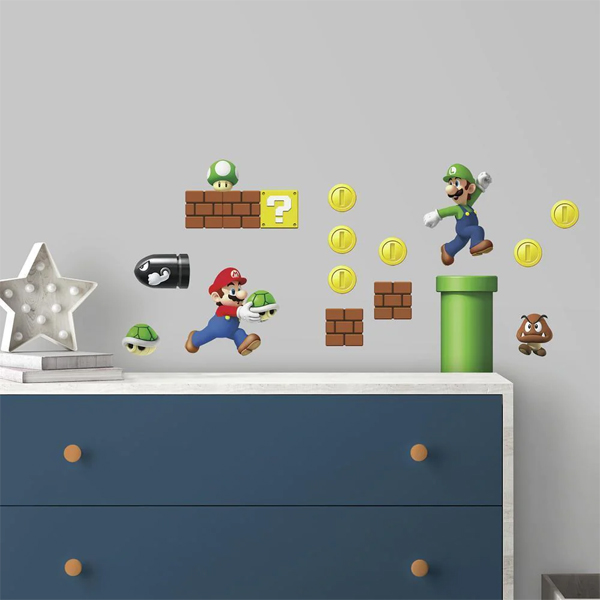 Nintendo Stickers Muraux Moyens Super Mario Build A Scene 13X20cm