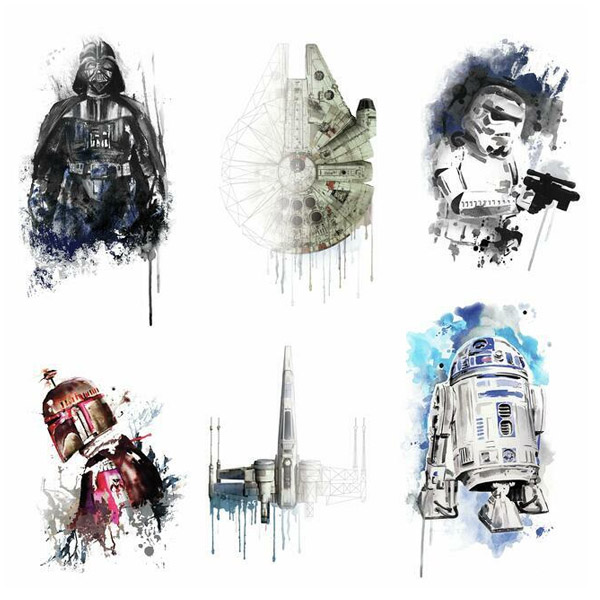 Star Wars Stickers Muraux Moyens Iconic Watercolor 20X30cm