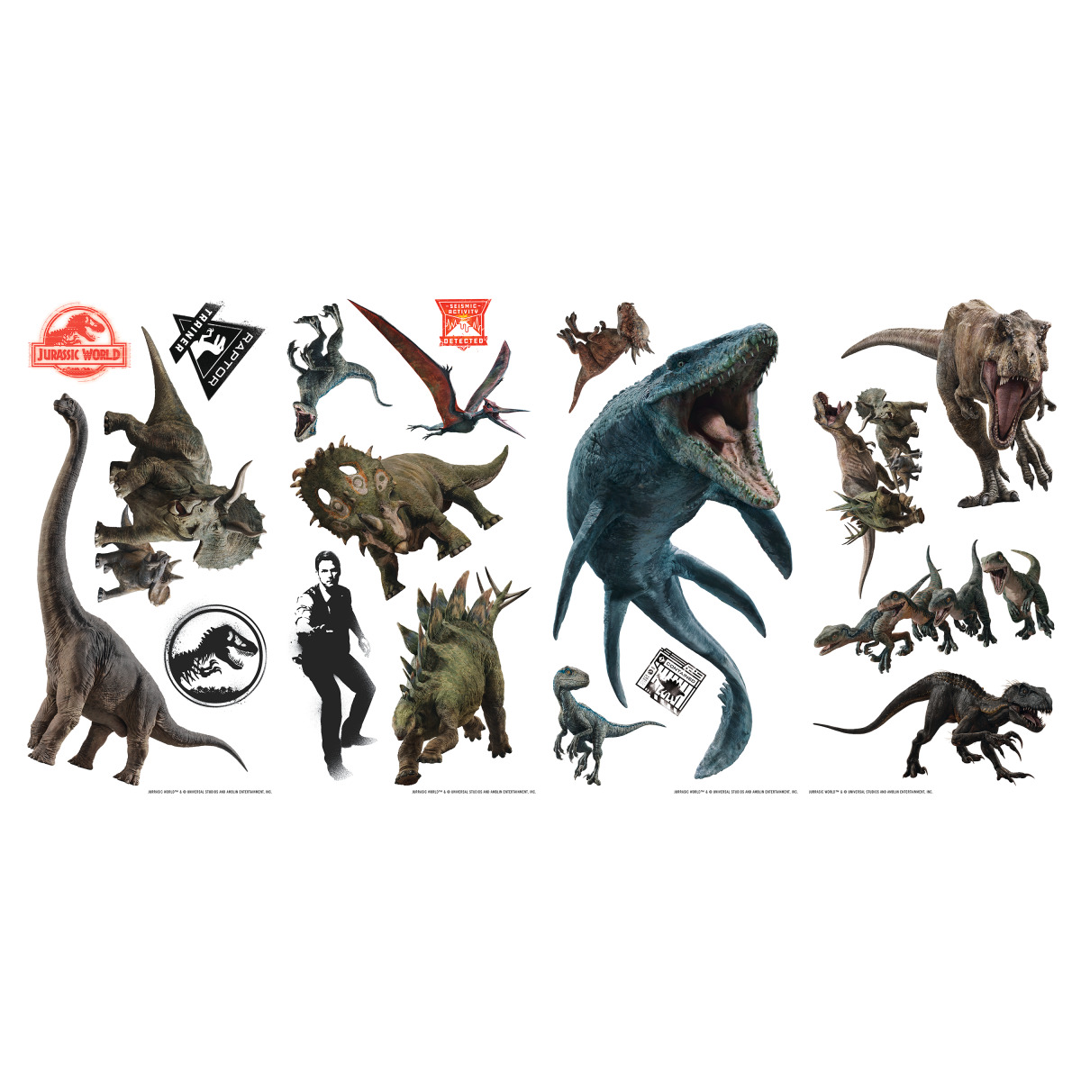 Jurassic World Stickers Muraux Moyens Et Grands Fallen Kingdom 2X5cm 15X25cm