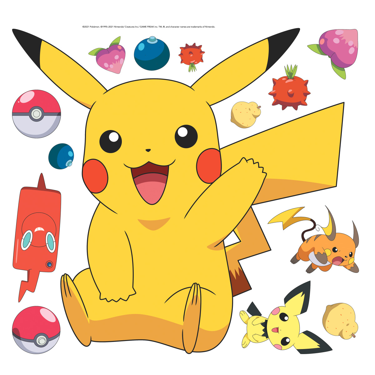 ID9 - Pokemon Pikachu Stickers Muraux Moyen Et Grands 43X40cm