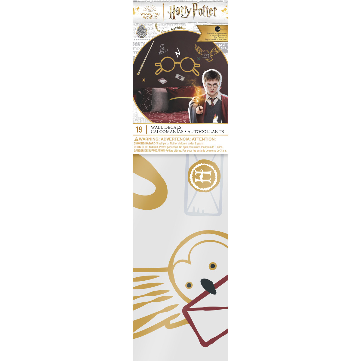 Harry Potter Stickers Muraux Geants Lunettes Baguettes et Chouette 51cm