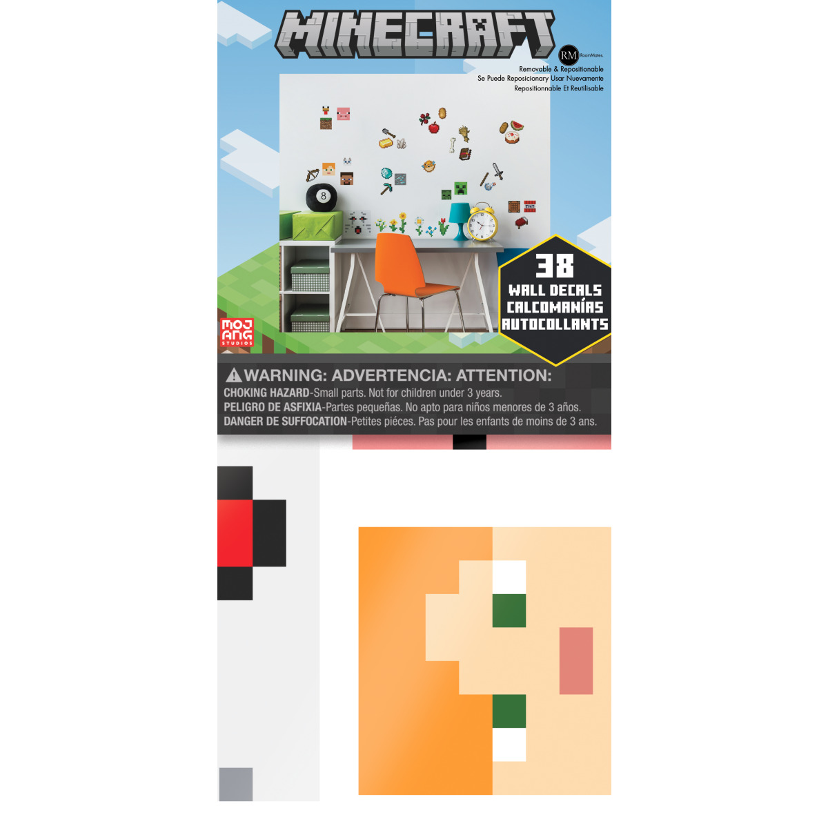 Minecraft Stickers Muraux Moyens 3X3cm 15X38cm