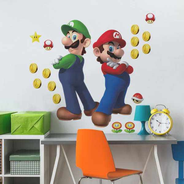 Nintendo Sticker Mural Geant Super Mario Luigi & Mario 83X65cm