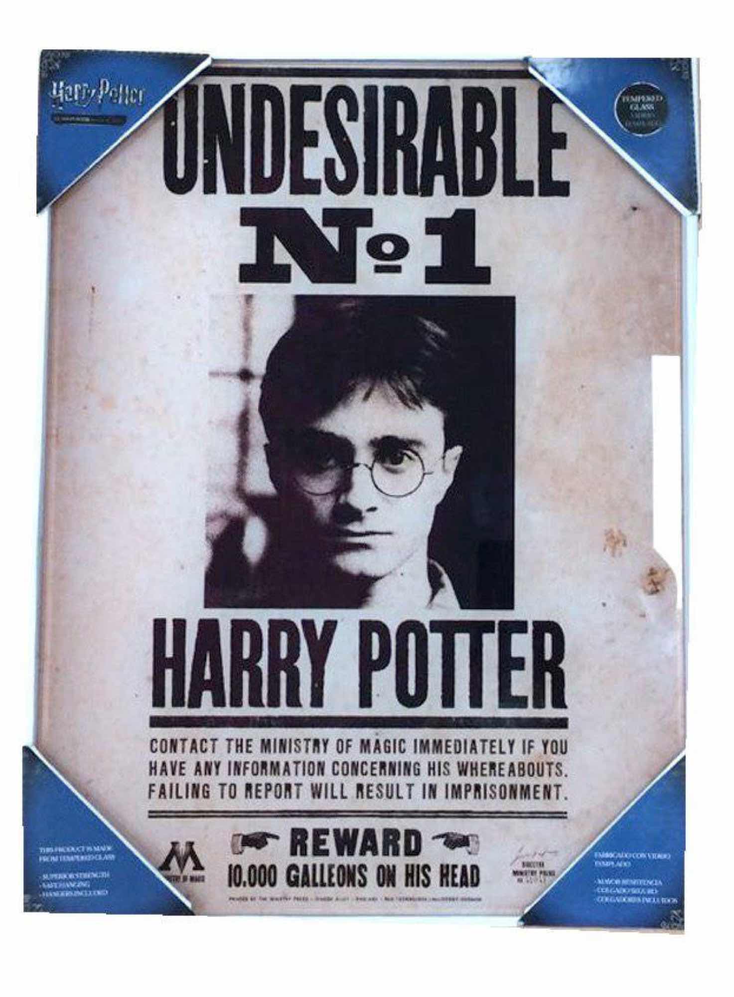 Harry Potter Poster En Verre Avis De Recherche Harry Potter 30X40cm